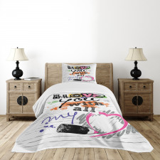 Grunge Sketchy Style Bedspread Set