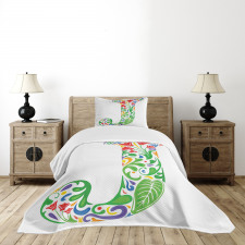 Initials Tropic Flower Bedspread Set