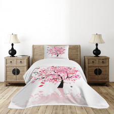 Abstract Tree and Flowers Bedspread Set