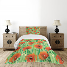 Poppy Flowers Field Bedspread Set