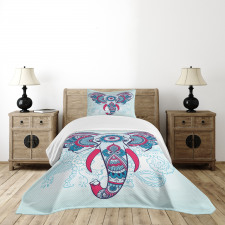 Doodle Elephant Design Bedspread Set