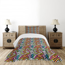 Grunge Puzzle Retro Bedspread Set