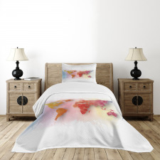 Watercolor World Map Bedspread Set