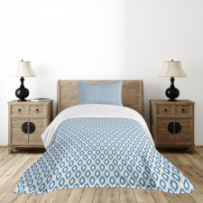 Aquatic Geometric Ovals Bedspread Set