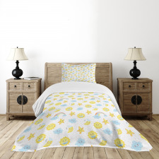 Happy Moons Stars Clouds Bedspread Set