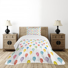 Flying Watercolor Balloons Bedspread Set