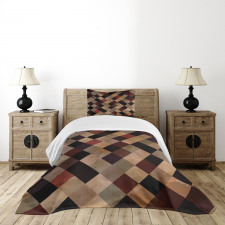 Antique Brown Toned Grid Bedspread Set