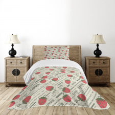 Retro Strawberry Love Bedspread Set