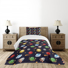 Cosmos with Sun Planets Bedspread Set