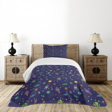 Doodle Cosmos Elements Bedspread Set