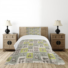 Hieroglyphs Animals Bedspread Set