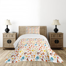 Toadstool Cartoon Style Bedspread Set