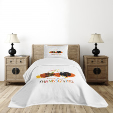 Bird Pumpkin Pilgrim Hat Bedspread Set