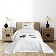 Flirting Winking Woman Bedspread Set