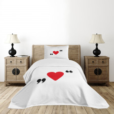 Red Simple Heart Bedspread Set