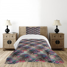 Grunge Newspaper Collage Bedspread Set