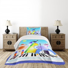 Geometric Shapes Band Bedspread Set