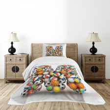 Alphabet Sports Balls Bedspread Set