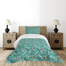 Tropic Floral Design Bedspread Set