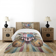 Angry Skull America Flag Bedspread Set