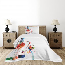 Polygonal Design Music Bedspread Set