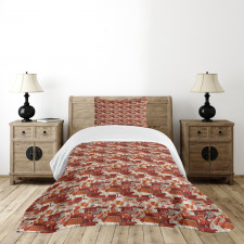 Tile Roof Pattern Urban Bedspread Set