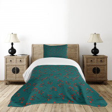 Red Berry Christmas Rustic Bedspread Set
