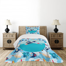 Airplane Composition Bedspread Set