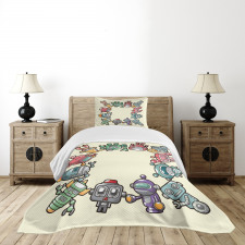 Friendly Robots Toys Bedspread Set