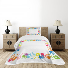 Colorful Handprints Bedspread Set