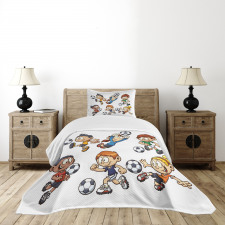 Cartoon Kids Playing Bedspread Set