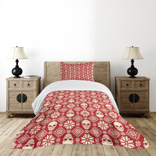 Needlework Skull Motif Bedspread Set