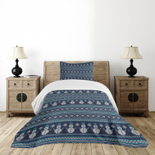 Snowman Chevron Zigzag Bedspread Set