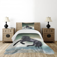 Black Unicorn in Ocean Bedspread Set