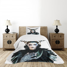 Gothic Lady Hair Horns Bedspread Set