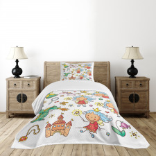 Cartoon Princess Motif Bedspread Set