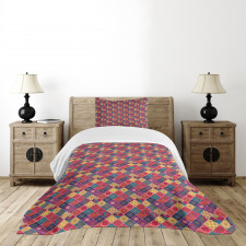 Diamond Squares Pattern Bedspread Set