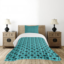 Silhouettes on Blue Bedspread Set