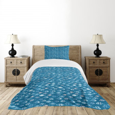 Abstract Aquatic Design Bedspread Set