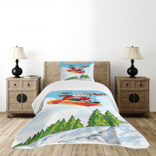 Jump on Snowboard Pines Bedspread Set