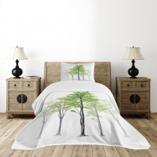 Hand Drawn Nature Motif Bedspread Set