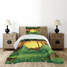 Cartoon Sunset Hills Bedspread Set