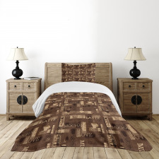 Cafeteria Typography Bedspread Set