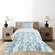 Faded Flower Silhouettes Bedspread Set