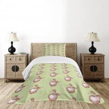 Vintage Stalks Leaf Fruit Bedspread Set