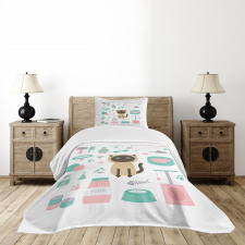 Cartoon Domestic Siamese Bedspread Set