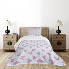Romantic Pink Kittens Bedspread Set