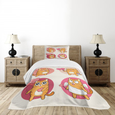 Romantic Kitten in Love Bedspread Set