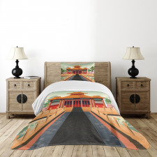 Chinese Building Asia Bedspread Set