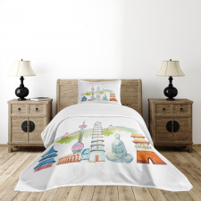 Landmarks Watercolor Bedspread Set